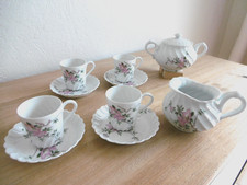 SERVICE A CAFE PORCELAINE HAVILAND DECOR FLEURS CERISIER  TORSADE ROSE.