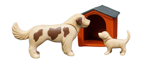 Playmobil chiens avec niche