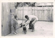 OLD PHOTO GUIANA 1950 ST GEORGES OYAPOCK A MAN HIS SON & LITTLE MONKEY
