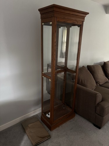 Wood and glass armoire - and,