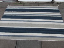 Vintage Kilim Traditionnel Main Fabriqué Oriental Gris Bleu Laine Rug 132x198cm
