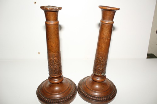 Paire bougeoirs cuivre - de,