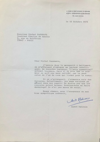 André malraux lettre - malraux,