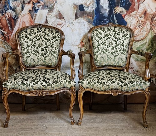 Paire fauteuils louis xv - paire,