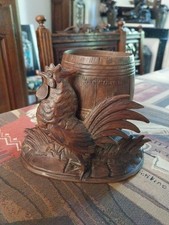 Pot À Tabac Coq Bois Sculpté Forêt Noire