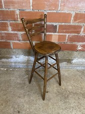 Vintage Antique Turned Wood High Bar Stool #C637
