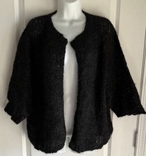 Bellerose Oversized Soft Angora 3/4 Sleeve Cardigan Sweater Black Italian Size 2