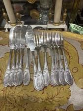 old silver metal fishmonger style LXV punches 6 cutlery