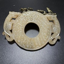 100% Hetian jade carving double Dragon Bi YU bi 和田玉青花籽料