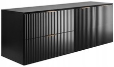 Meuble sous-lavabo suspendu FLOW 140 cm façade rainurée noir