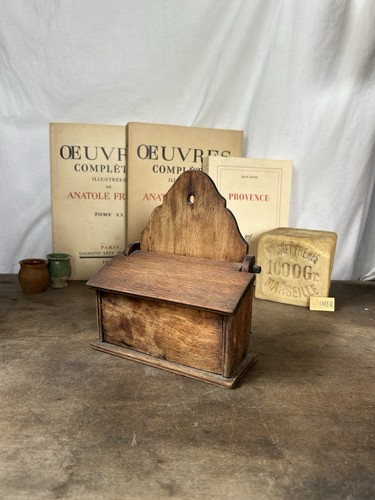 Boîte sel ancienne bois - boîte, à