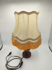 Lampe de chevet, Lampe de bureau, Abat-jour en peau, Pied en bois