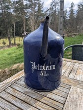 Ancien grand bidon 5 litres émaillé pétrole automobile ancien 19 ème