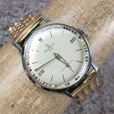 Vintage Helbros Men Dress Gold Expansion Band Mechanical Wind 32mm Watch 6 1/2"