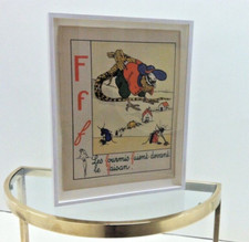 F Fourmis- Lithograph Alphabetiere collection Jean de la Fontinelle -Rare