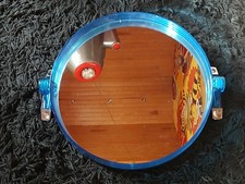ANCIEN MIROIR ROND BLEU  PLASTIQUE VINTAGE RÉTRO RÉGLABLE PIVOTANT INCLINABLE 