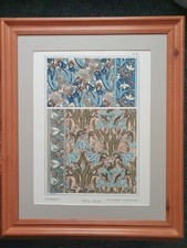 Snowdrop Eugene Grasset. Antique Framed lithograph French Art Deco Pochoir print