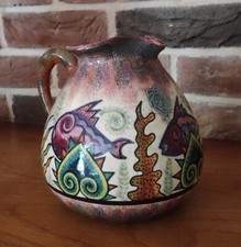 QUIMPER WORKSHOP P. FOUILLEN pitcher ventru fish decor Maurice FOUILLEN
