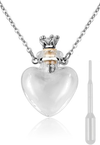 Collier fiole cœur verre - fiole,