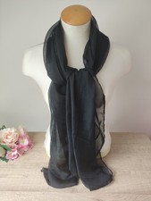 Grand foulard léger noir, petite étole fine noire - Bijoux des Lys