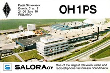 1973 OH1PS Salora TV Factory Salo Finland Ham Radio QSL Card Postcard
