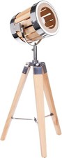 BRUBAKER Lampadaire Trépied en Bois naturel LED Lampe de Saloon H. 65 cm