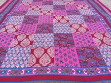 Couvre-lit indien Floral Fait main Inde Coton King Multicolore Asie I