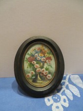 old painting bouquet of flowers signed A Thomin in its wooden frame