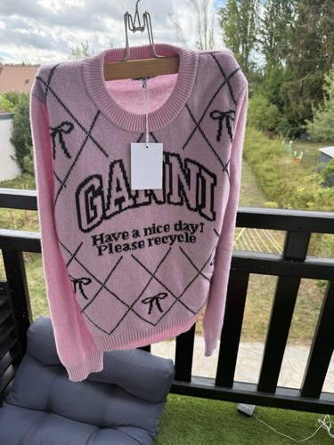 Ganni pull femme rose maille - pull,