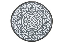 Tapis RONDO gris rond 120cm tapis de jardin terrasse balcon en plastique tissé