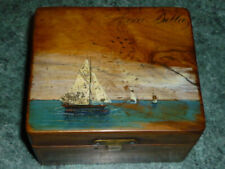 ANCIENNE BOITE EN OLIVIER COFFRET DECOR DE BATEAUX RIVA BELLA  OUISTREHAM