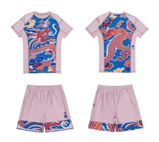 Albino and Preto Year of the Dragon Rash Guard SS Short Bjj No Gi Uniform Kimono