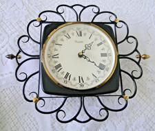 Pendule Horloge VEDETTE fer forgé noir ronde chiffres romains collector