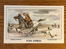 A/S Signed Jane Wilson, Pony Express, Indians Chase Horse Rider, Grace Card