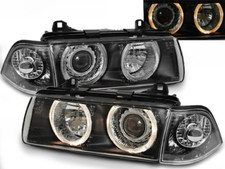Paire de feux phares pour BMW serie 3 E36 coupe 90-99 angel eyes noir