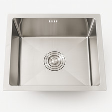 Évier de cuisine encastré en acier inoxydable, grand bac carré argenté