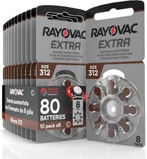 80 Piles Auditives Rayovac Extra 312. 10x8 Piles pour Appareil Auditif