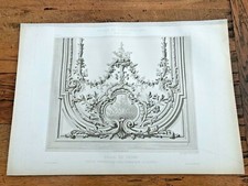 1888 print ! palais of fontainebleau - salle du trone - des panneaux sculptes