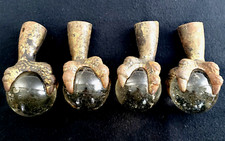 Set of 4 Antique Eagle Claw and Glass Ball Table Chair Leg Feet Bubbles Parts