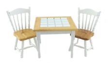 Table À Manger En Chêne Clair Blanc Et 2 Chaises Ensemble De Meubles Miniatures