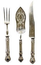 Minerva Napoleon III Silver Service Cutlery 3 Piece Engraved Blade 