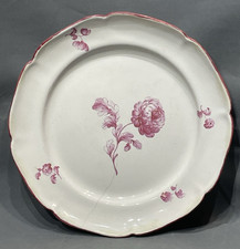 Niderviller 18th Century Dahlia Pink Camaïeu Earthenware Plate