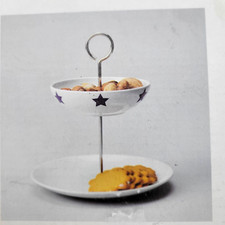 NEW  IKEA Nysno 2 Tier 4th of July Blue Star Serving Buffet Dessert Tray