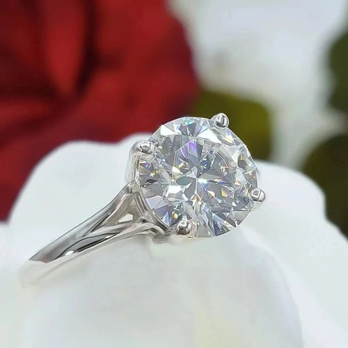Bague solitaire diamant - , blanc