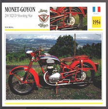 1954 Monet-Goyon 200cc M2VD Shooting Star 197cc Motorcycle Photo Spec Sheet Card