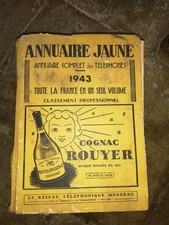 Rare ancien annuaire jaune téléphone complet France 1943
