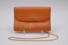 Vintage Christian Dior Tauve Leather & Gold Metal Handbag 80s