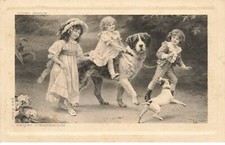 DOGS #MK41443 LECON D RIDING JACK RUSSEL AND ST BERNARD DOGS