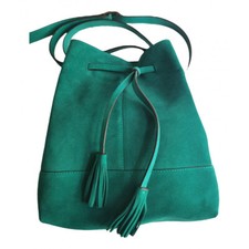 Sac seau en cuir velour vert