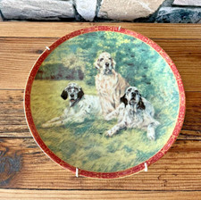 superb English porcelain plate chien setter decor ++ 
